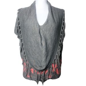 Anthropologie Moth Sweater Aztec bird Fringe Trim